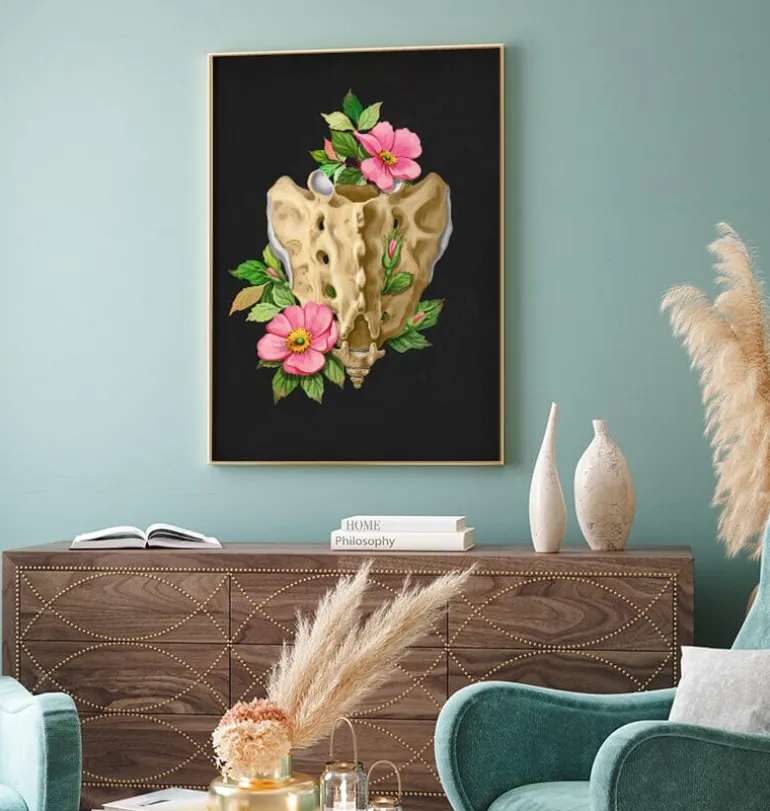 Sacrum et coccyx - Floral - Noir