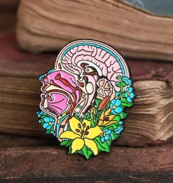Section de tête et cerveau avec des fleurs - Pins