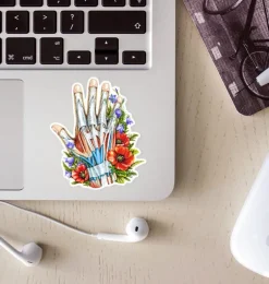 Sticker d'anatomie cardiaque - Floral