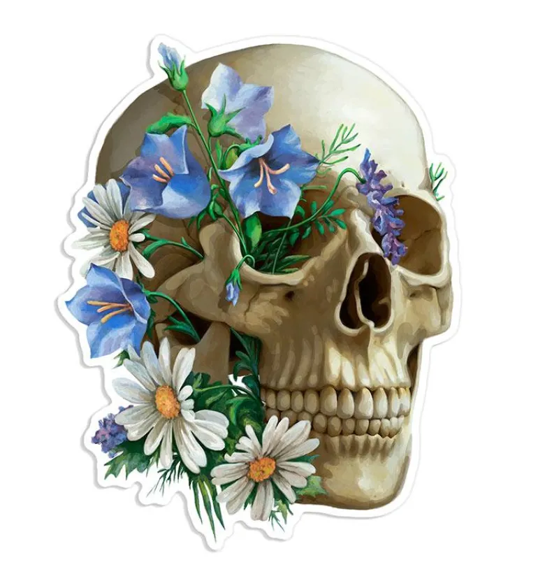 Sticker d'anatomie de crâne - Floral