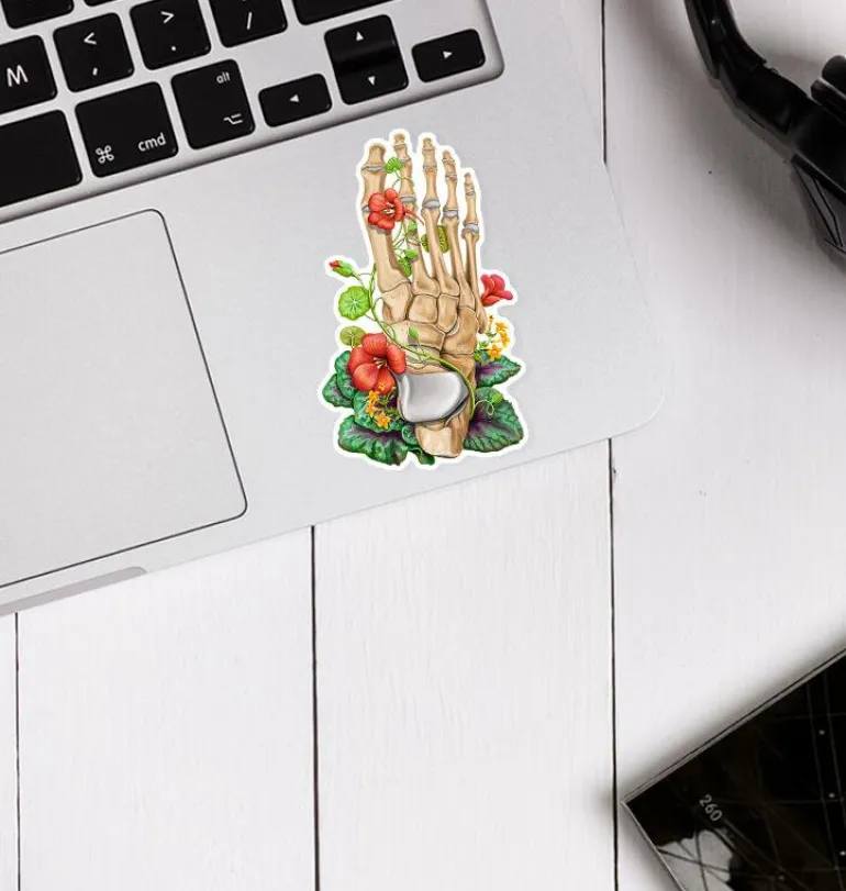 Sticker d'anatomie de os du pied - Floral