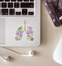Sticker d'anatomie des poumons - Floral