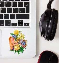 Sticker d'anatomie d'oreille - Floral