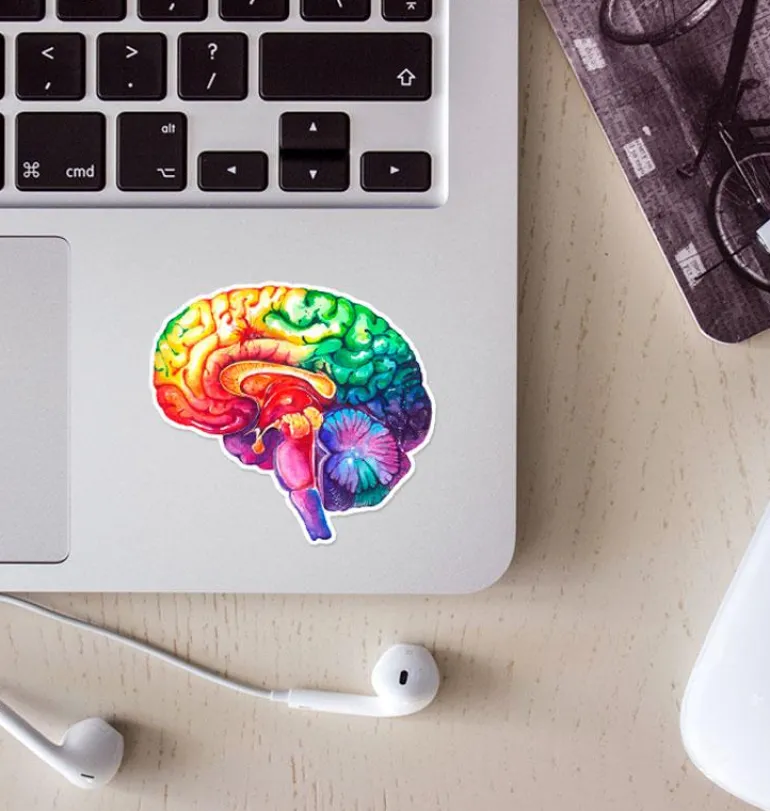 Sticker d'anatomie du cerveau - Aquarelle