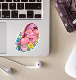 Sticker d'anatomie utérine - Floral