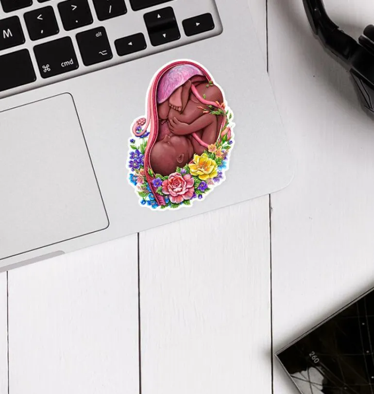 Sticker d'anatomie utérine - Floral