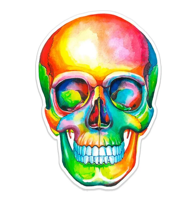 Sticker tête de mort - Aquarelle