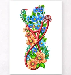 Stéthoscope avec Fleurs - Blanc