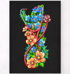 Stéthoscope avec Fleurs - Noir
