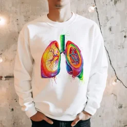 Sweat Unisexe Poumons - Aquarelle