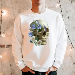 Sweat Unisexe Tête de Mort - Floral