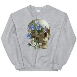 Sweat Unisexe Tête de Mort - Floral