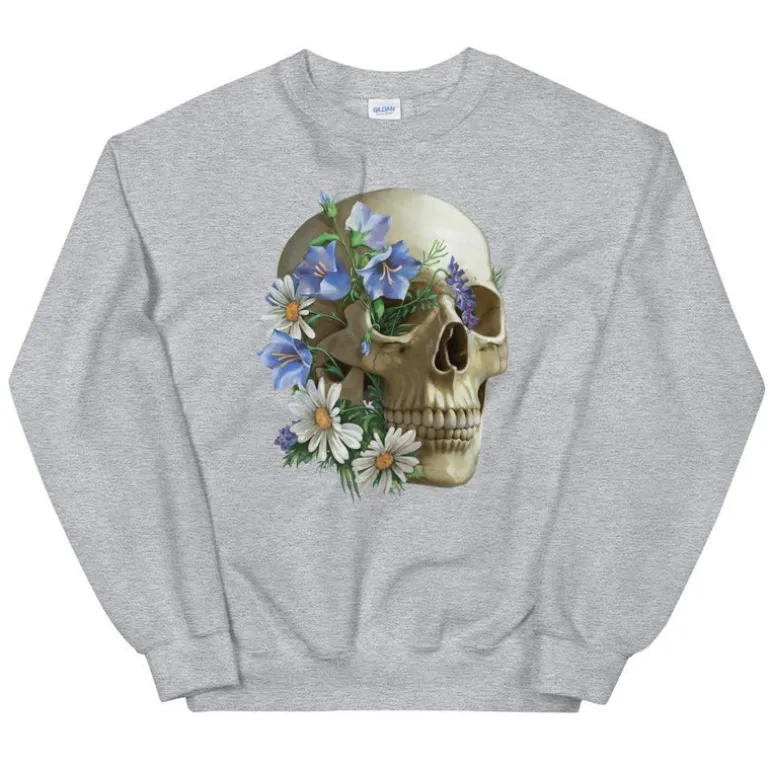 Sweat Unisexe Tête de Mort - Floral