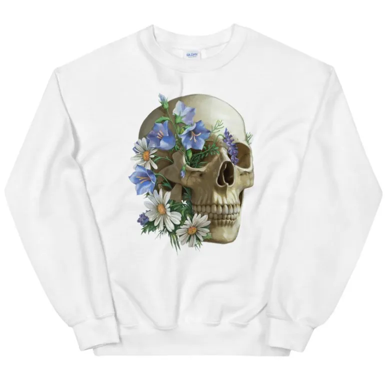 Sweat Unisexe Tête de Mort - Floral