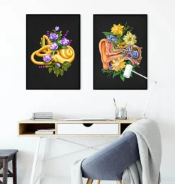 Système vestibulaire - Floral - Noir