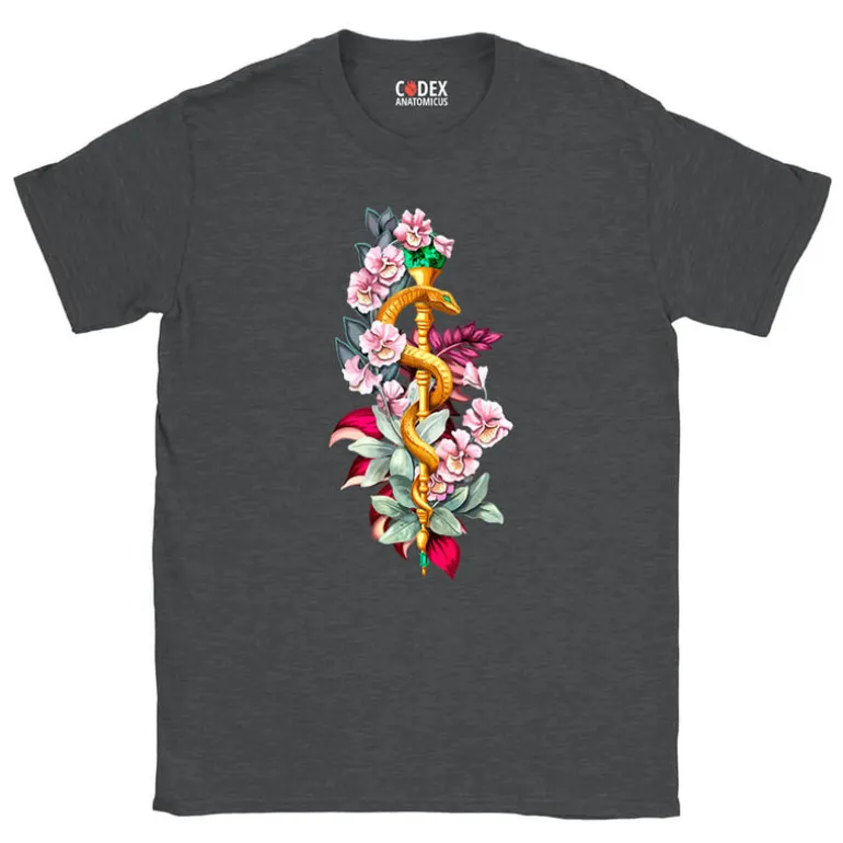 T-shirt Unisex Bâton d'Asclépios - Floral
