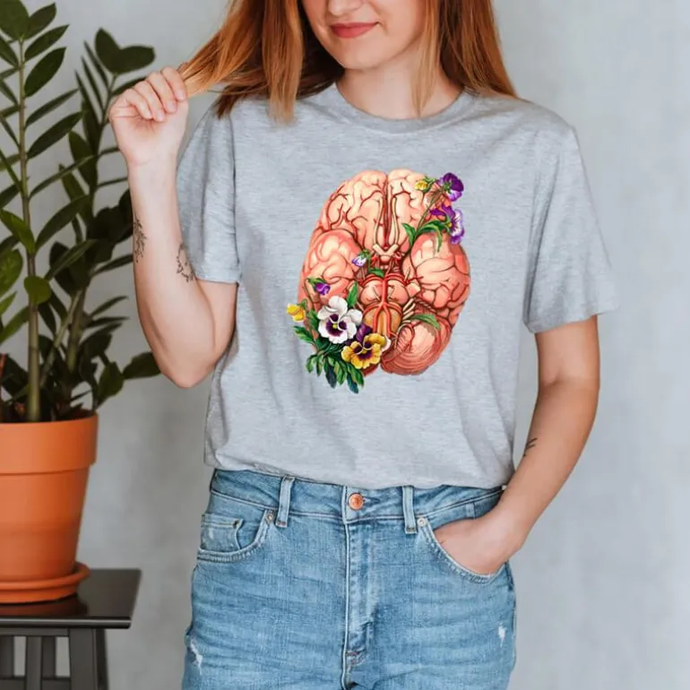 T-shirt Unisexe Cerveau - Floral