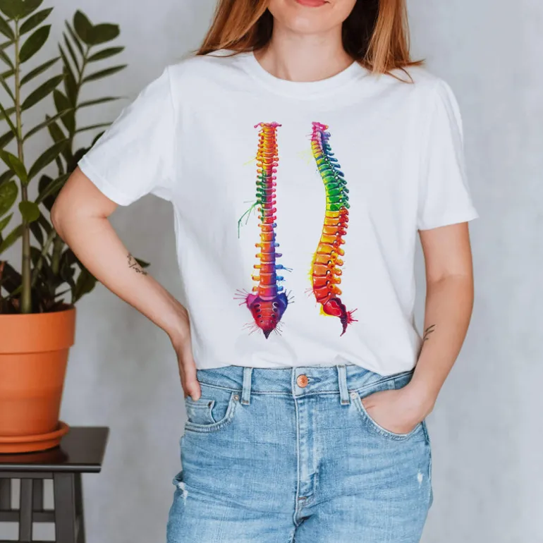 T-shirt Unisexe Colonne Vertébrale - Aquarelle