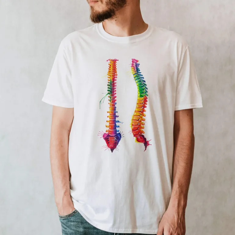 T-shirt Unisexe Colonne Vertébrale - Aquarelle