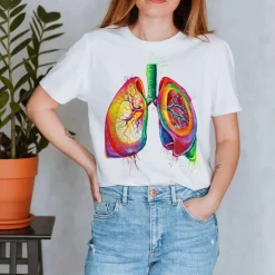 T-shirt Unisexe Poumons - Aquarelle