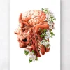 Tête, cerveau et artères - Floral - Blanc