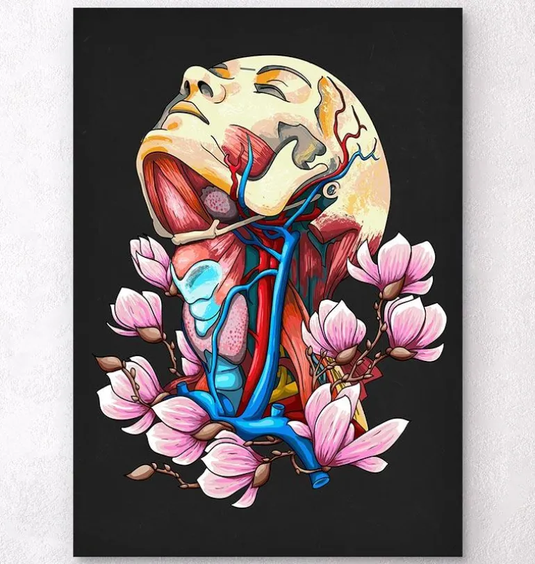 Tête, cou et artères - Floral - Noir