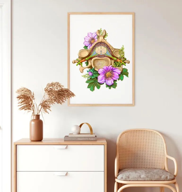 Vertèbre cervicale - Floral - Blanc