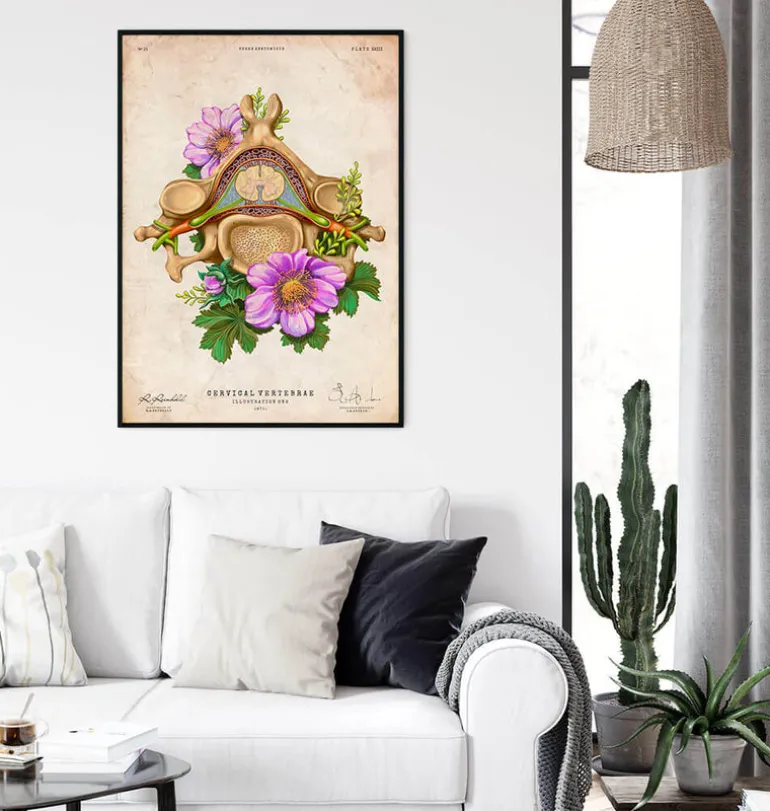 Vertèbre cervicale - Floral - Vintage